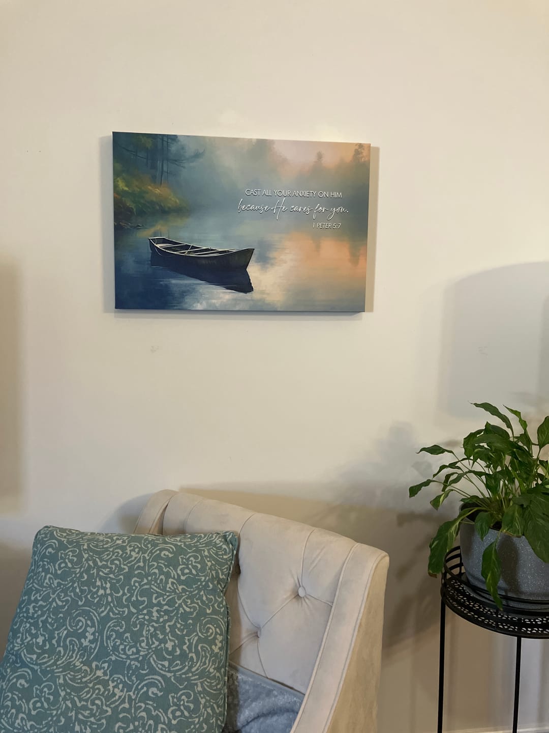 Customer photo review of 1 Peter 5:7 Cast All Your Anxiety on Him Wall Art Canvas