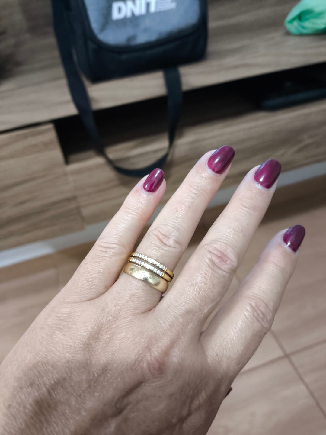 Customer photo review of Anel Duplo Camada Banhado em Ouro 18k