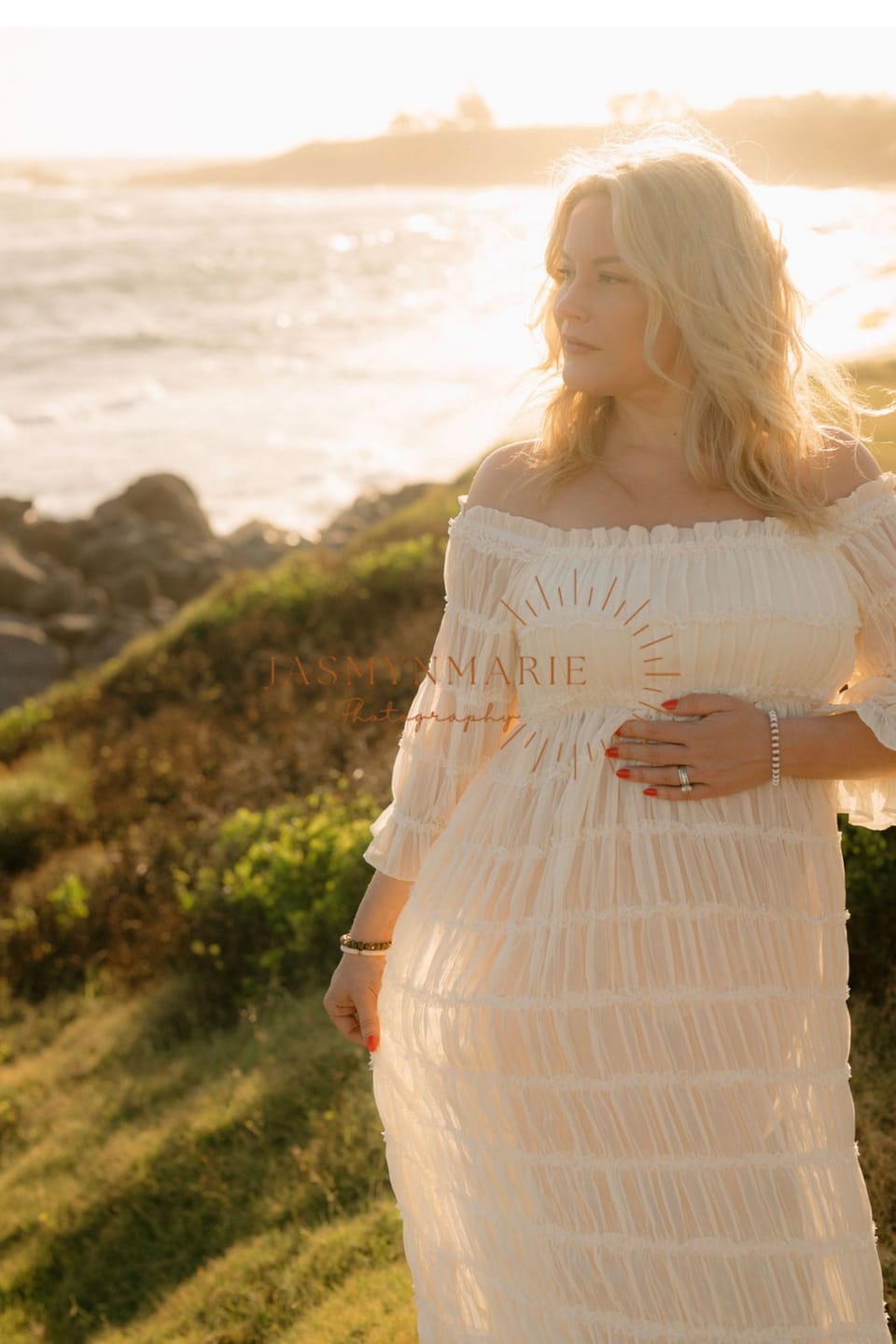 Customer photo review of Marisol 2 piece Maternity Photoshoot Dress in Crimson Glow