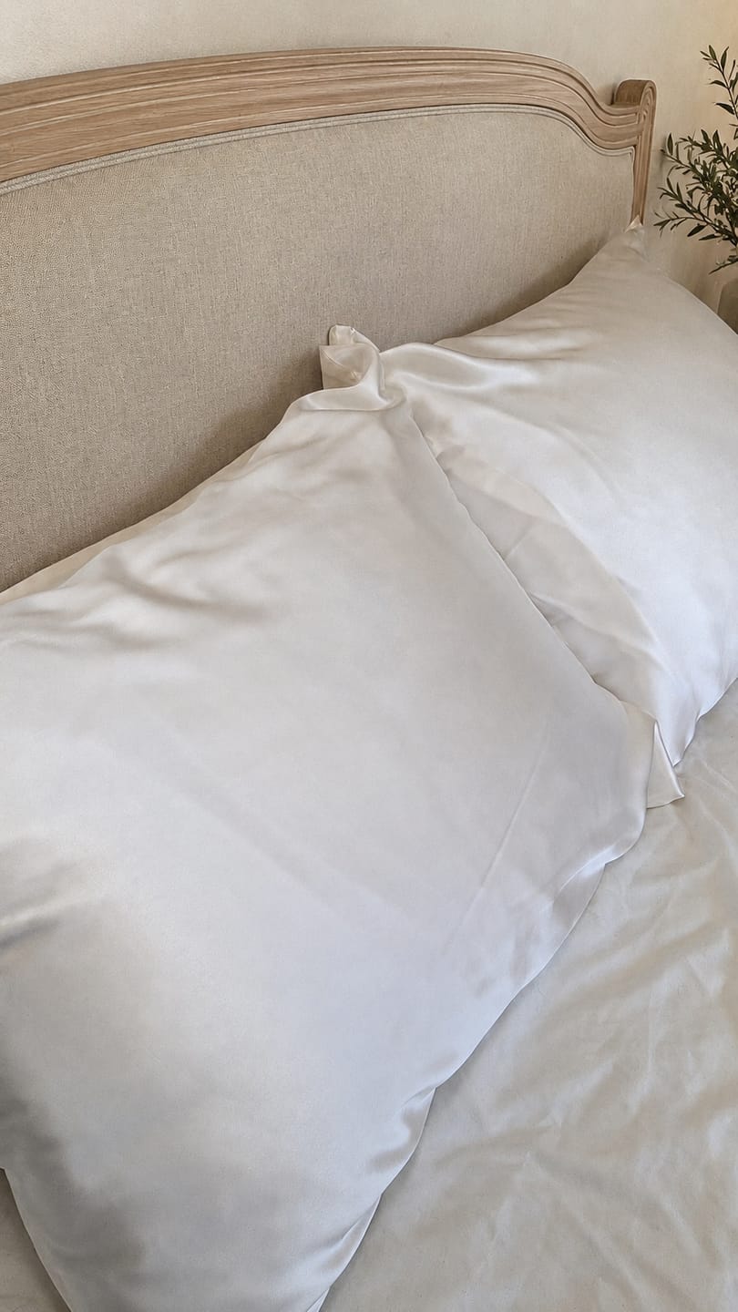 Customer photo review of White 22 Momme Mulberry Silk Pillowcase