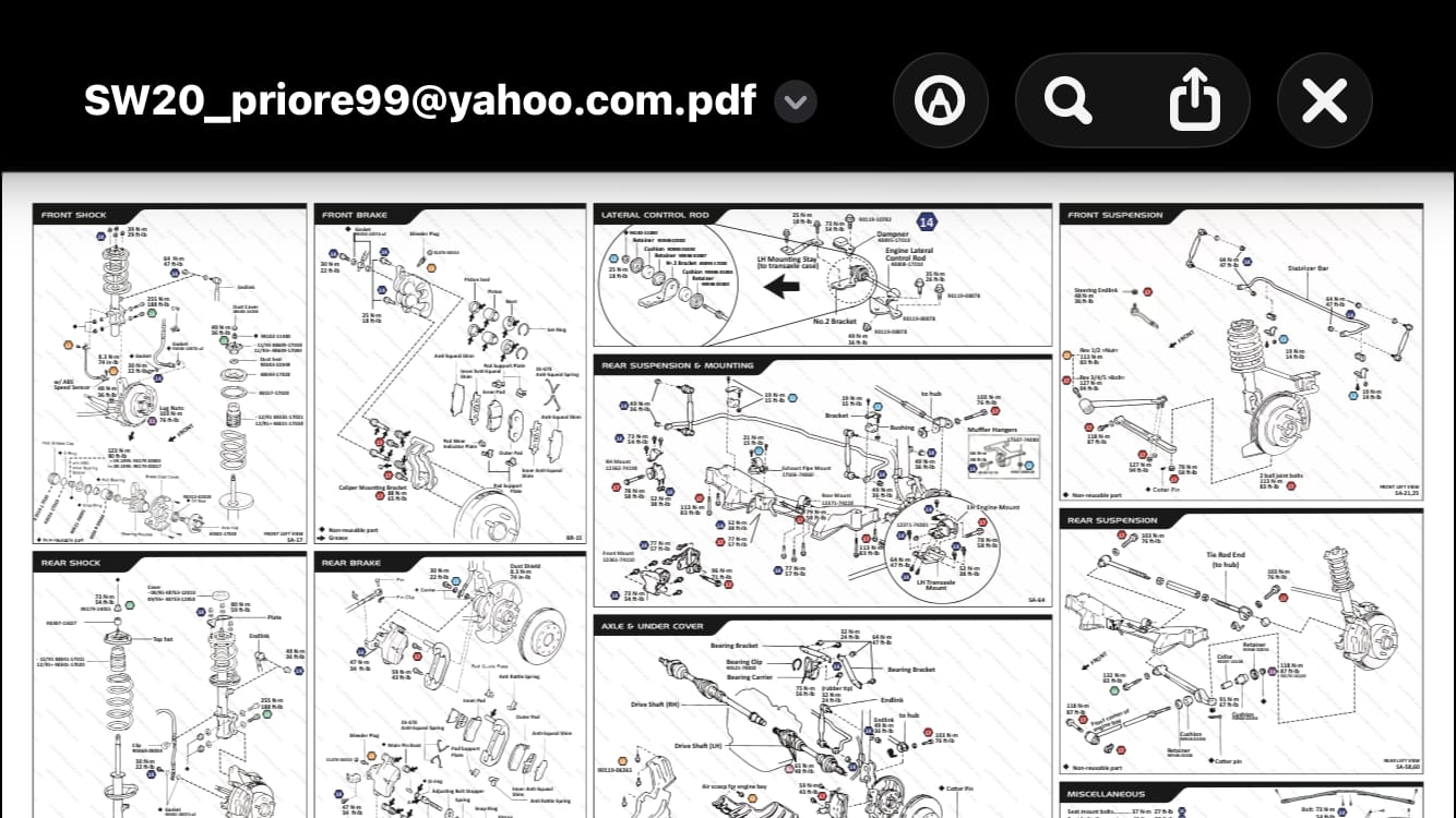 Customer photo review of MR2 SW20 Torque Values Quick Reference Chart - Chassis
