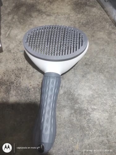 Customer photo review of Self Cleaning Pet Grooming Brush for Dogs and Cats