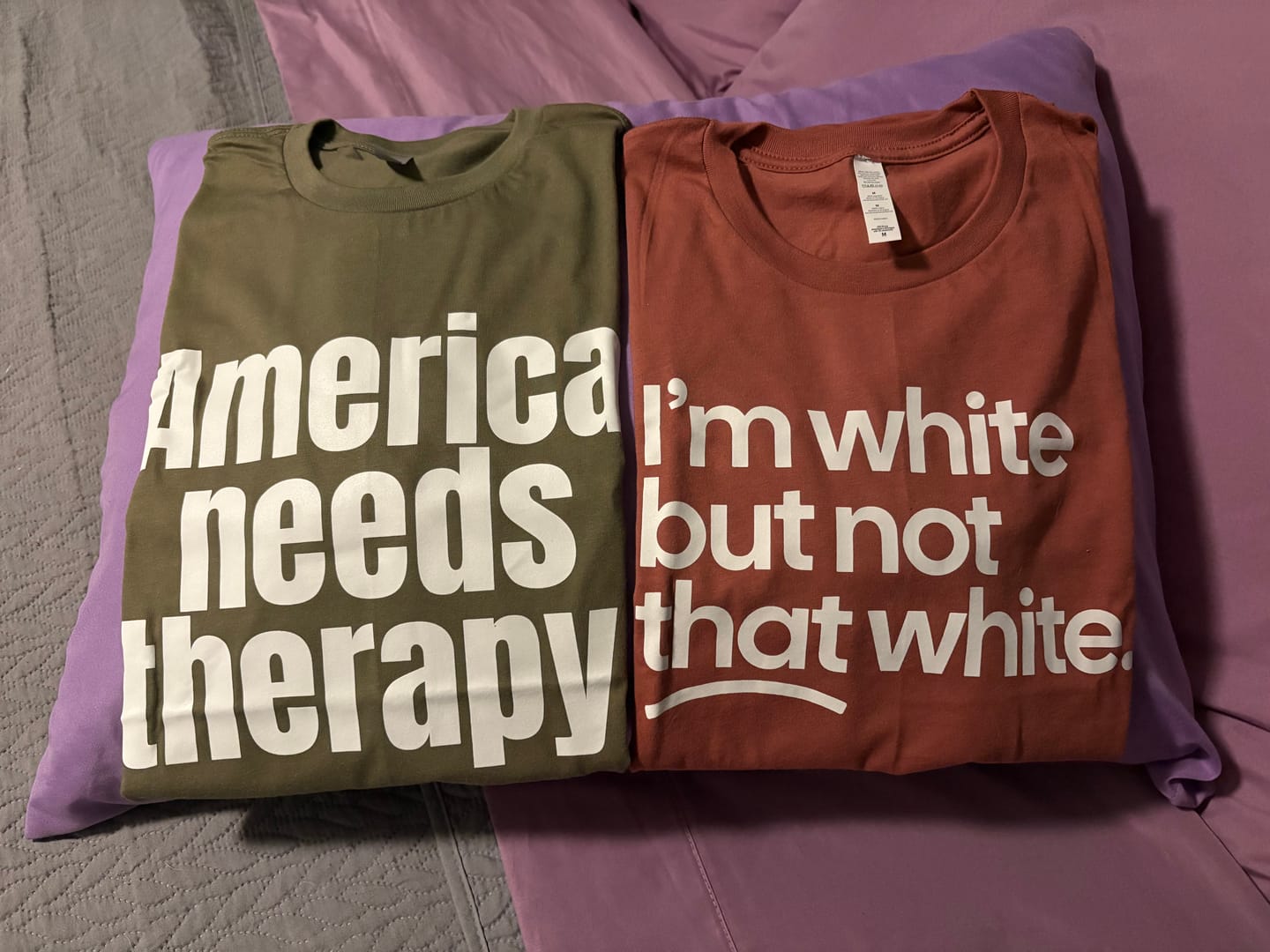 Customer photo review of America Needs Therapy Unisex Tee