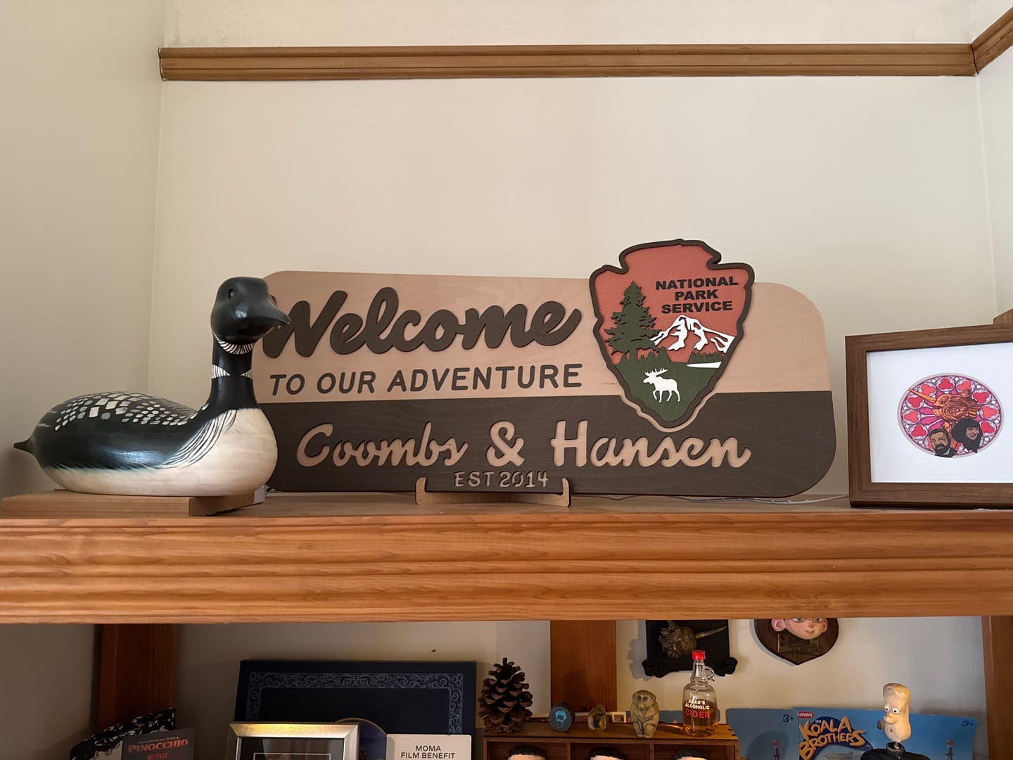 Customer photo review of 3D National Park Service Family Name Welcome Sign (Moose Design)