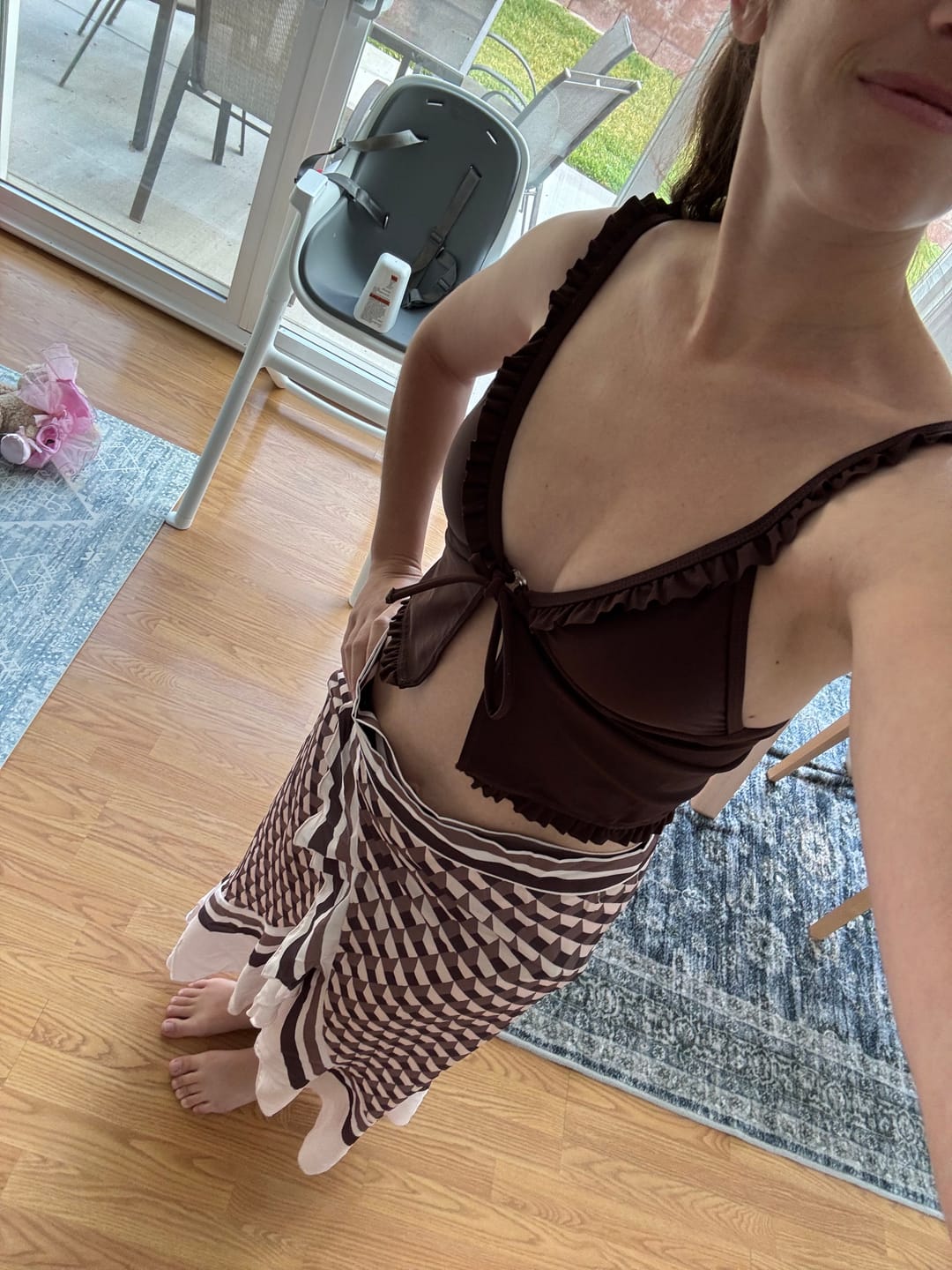 Customer photo review of LILY-TANKINI Cacao Ruffle Triangle Tankini Top