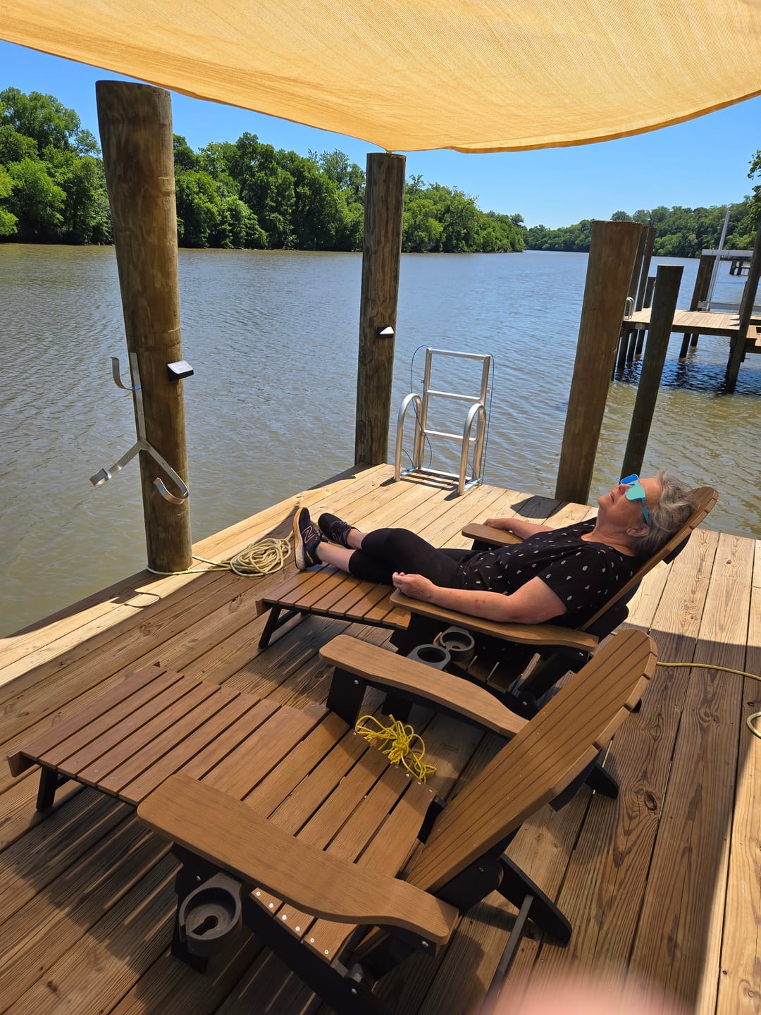 Customer photo review of Folding Adirondack Chair with Built in Footrest & Cup/Wine Holders King Size