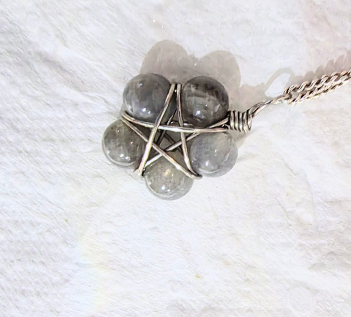Customer photo review of Moonstone Pentagram Necklace