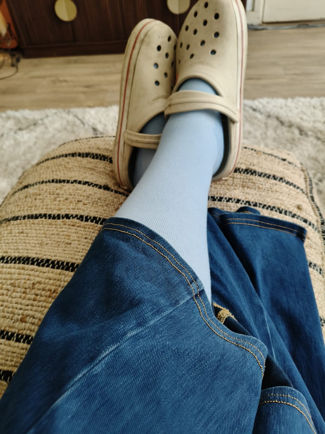 Customer photo review of Essential Compression Socks Soft Blue