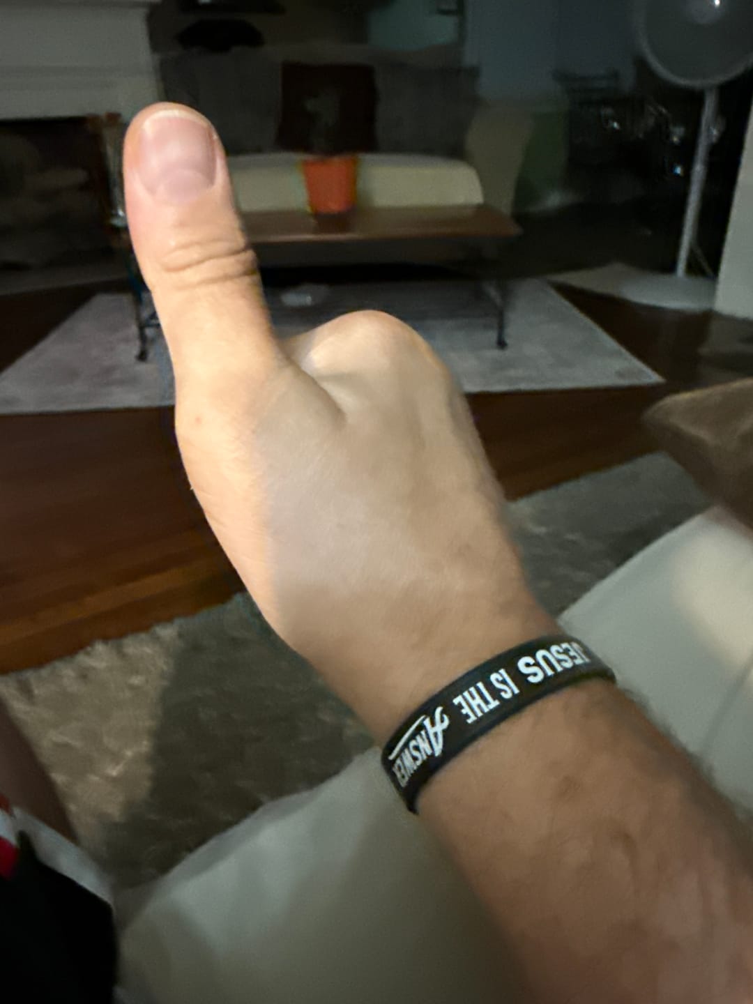 Customer photo review of Jesus Is The Answer Wristband