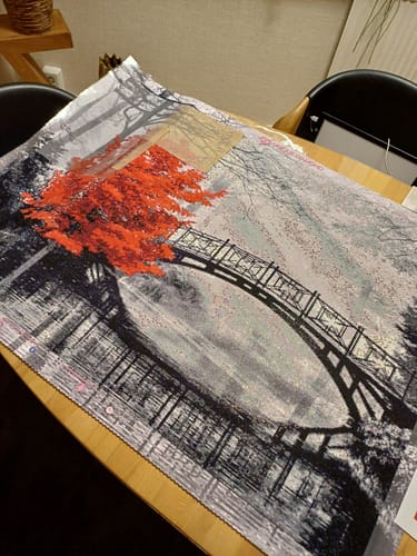 Customer photo review of 5D Diamond Painting – Roter Baum mit Brücke