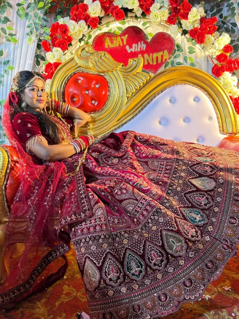 Customer photo review of Bridal Special Velvet Zarkan Diamond Work Lehenga Choli