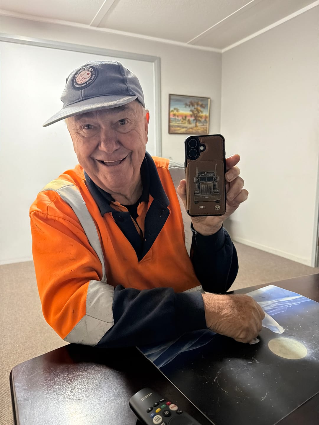 Customer photo review of Truck Driver - Personalized Trucker Wallet Phone Case