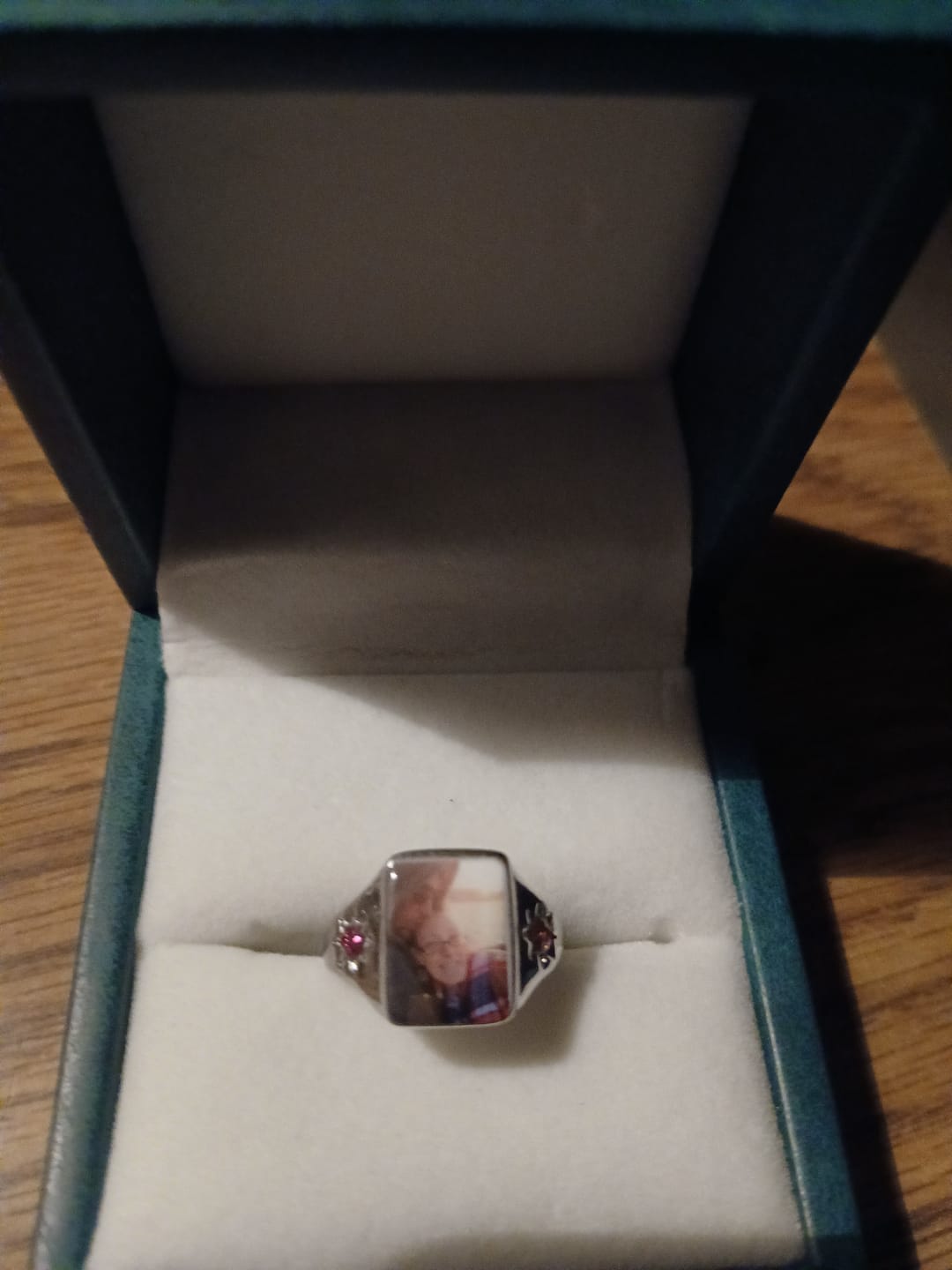 Customer photo review of Personalized Photo Birthstone Custom Ring