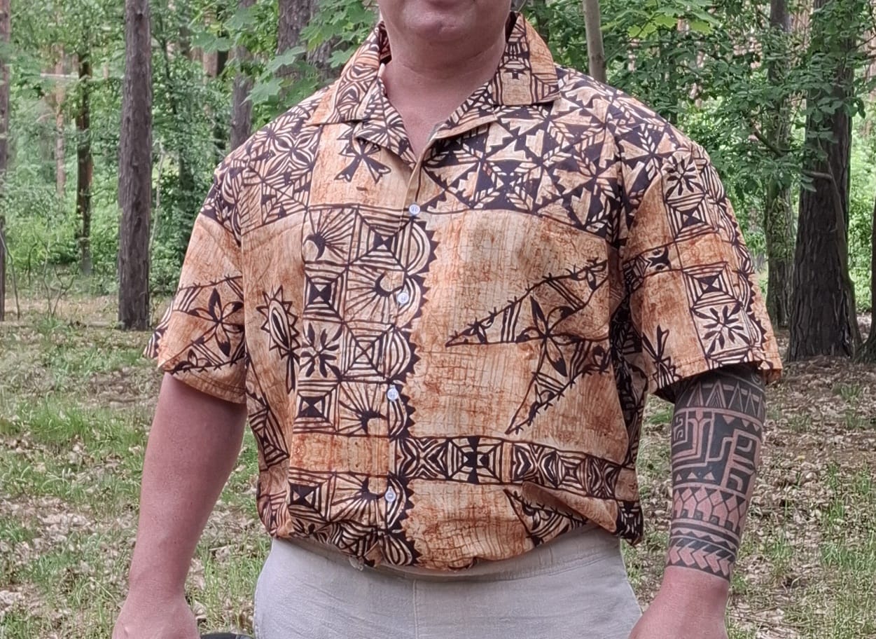 Customer photo review of Tonga Hawaiian Shirt Tapa Cloth Vintage