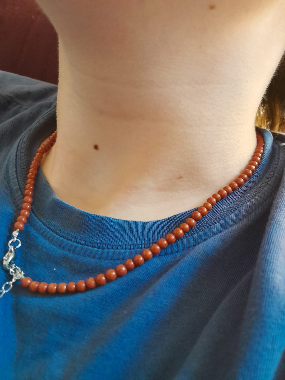 Customer photo review of Red Jasper Beaded Necklace Mini