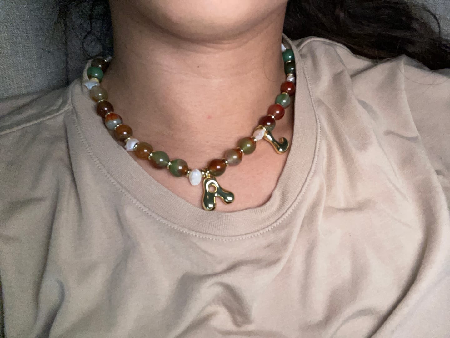 Customer photo review of Hali Initial Necklace