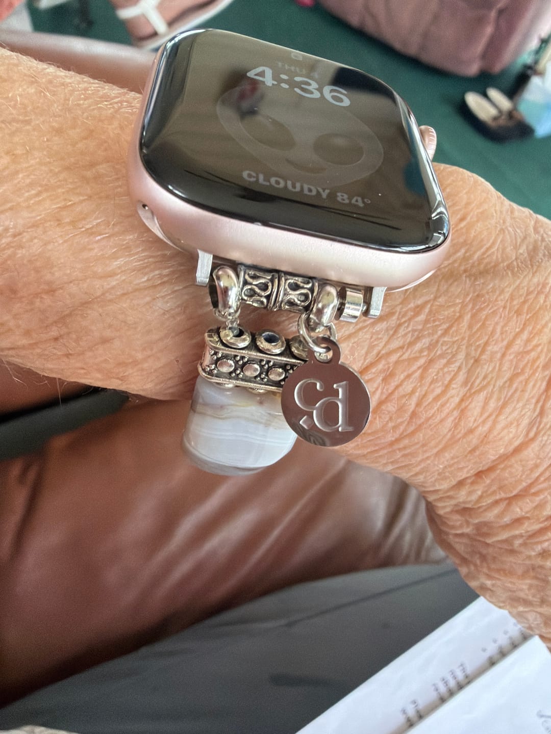 Customer photo review of Sacred Sands Agate Stretch Apple Watch Strap
