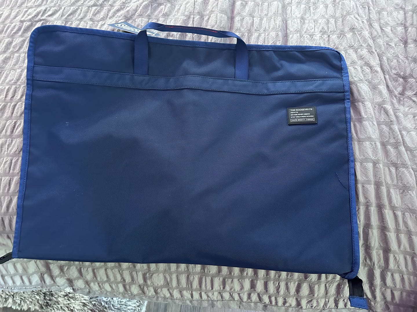 Customer photo review of Navy – Garment Bag