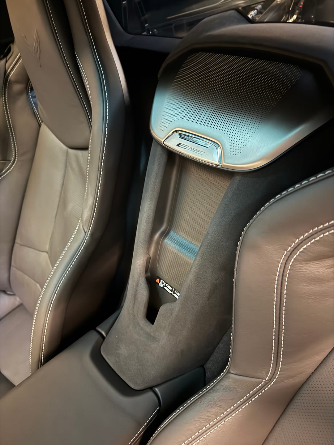 Customer photo review of Corvette C8 Suede Leather Waterfall Trim Cover