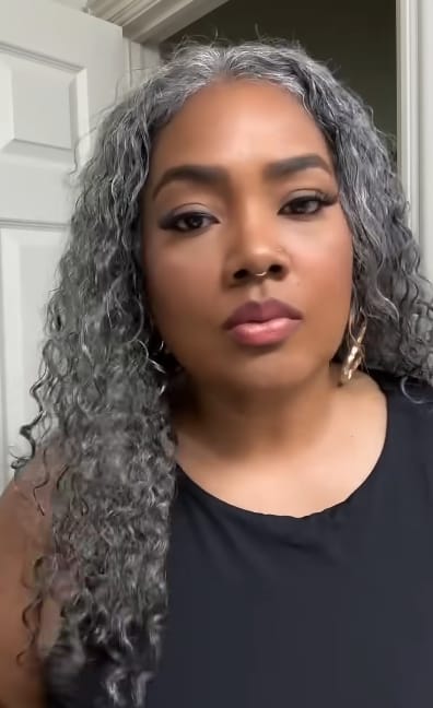 Customer photo review of Luvwin 13x4 Salt And Pepper Long Deep Curly Glueless Gray Color Pre-Cut Lace Wig