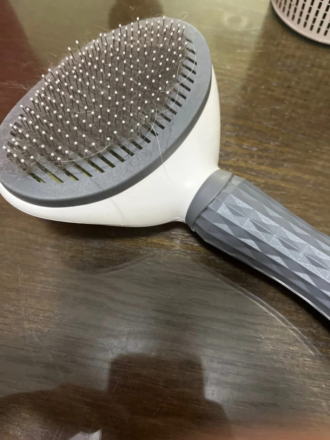 Customer photo review of Self Cleaning Pet Grooming Brush for Dogs and Cats