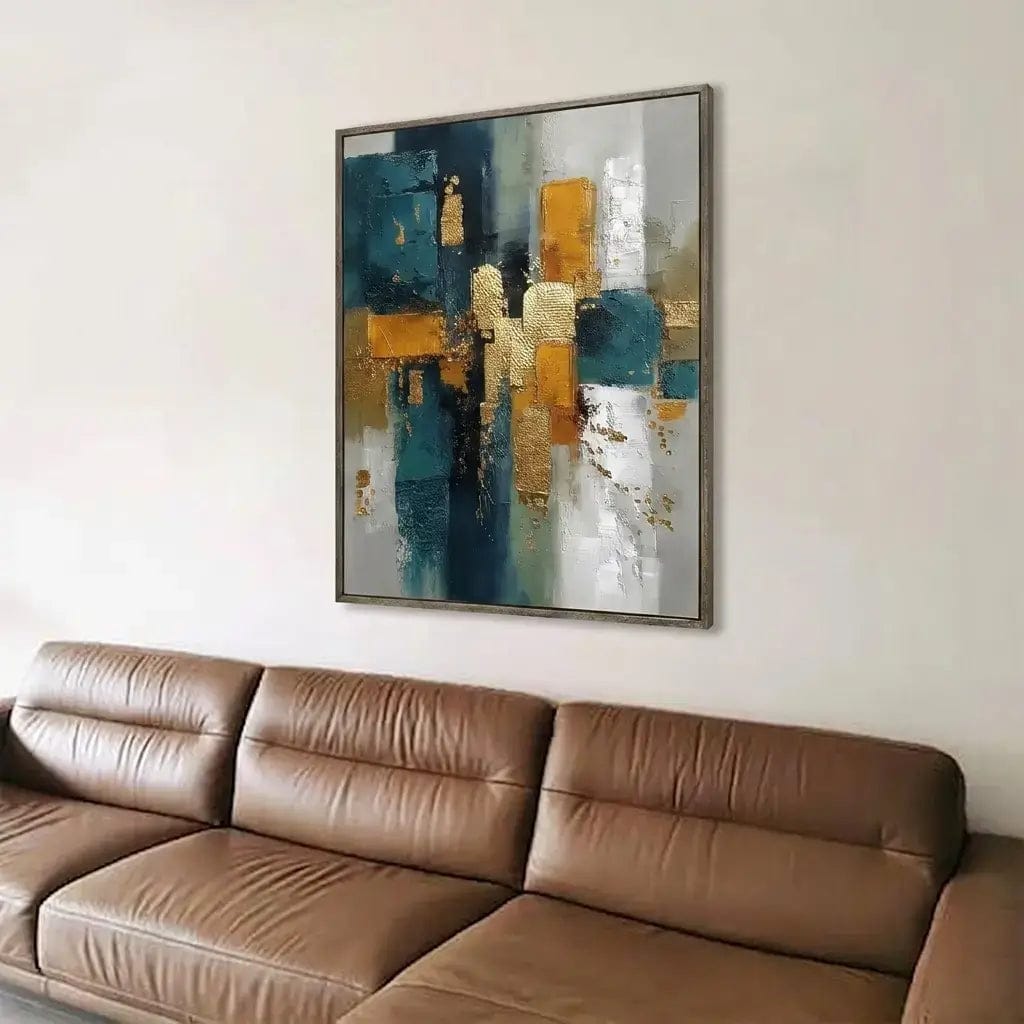 Customer photo review of Gilded Teal Layers Abstract Wall Art