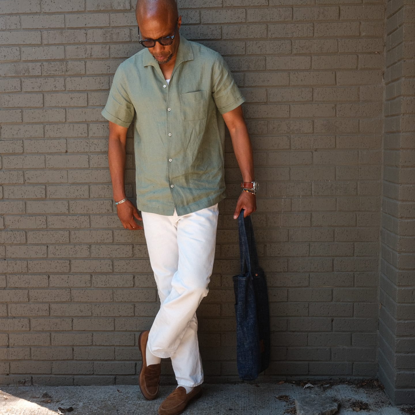 Customer photo review of 1950s Italian Collar Linen Short Sleeve Shirt
