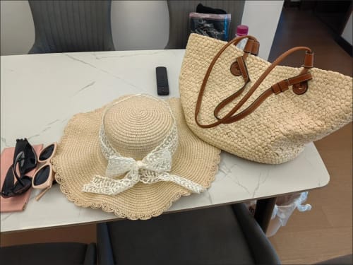 Customer photo review of Margot Woven Summer Tote