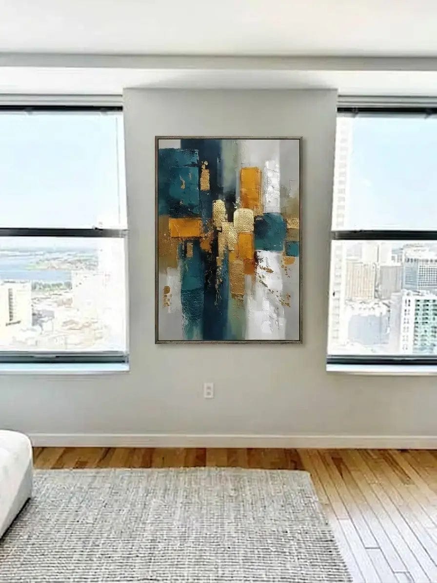 Customer photo review of Gilded Teal Layers Abstract Wall Art