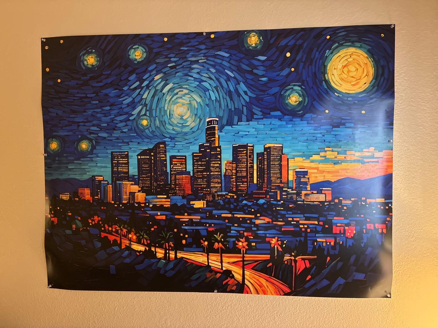 Customer photo review of Los Angeles Skyline Van Gogh Starry Night