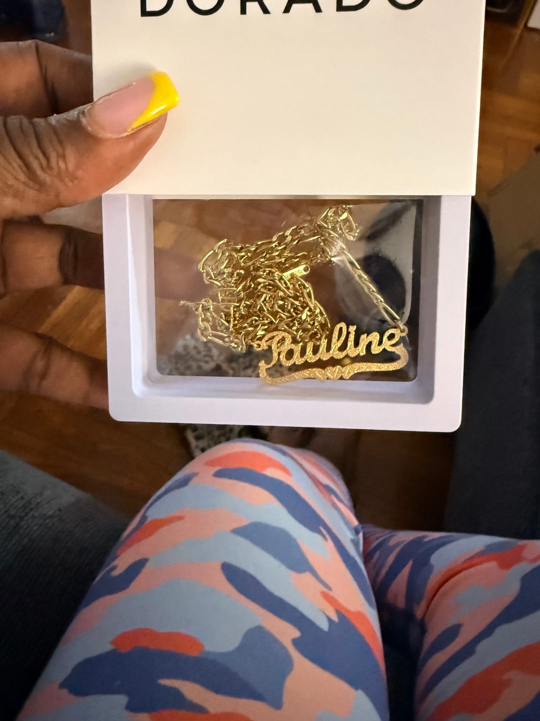 Customer photo review of Initial Birthstone w/ Paper Clip Chain