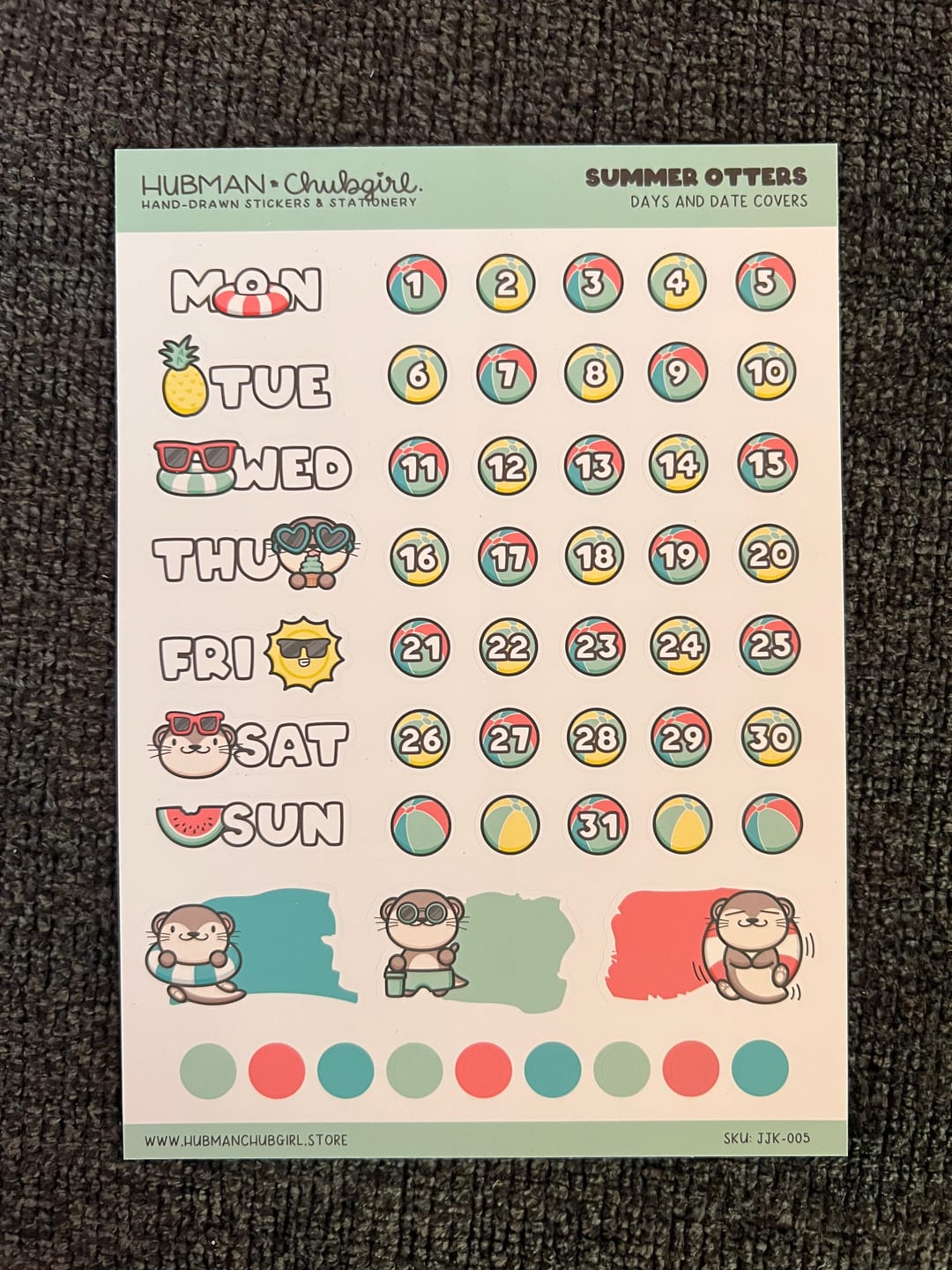 Customer photo review of Summer Otters Days and Date Covers