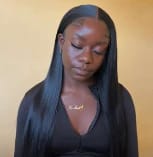 Customer photo review of 4C Edges | Luvwin 180% Density Straight with Yaki Edges Free Parting Undetectable Lace Front Wig | Afro Inspired