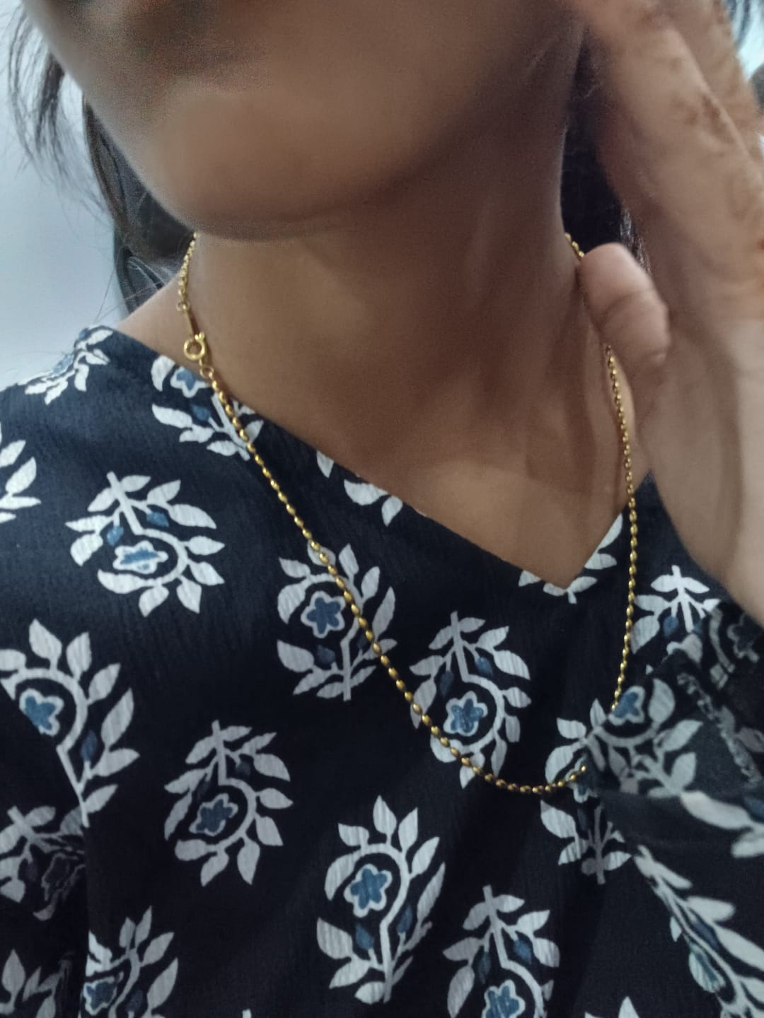 Customer photo review of Gold Beaded Necklace
