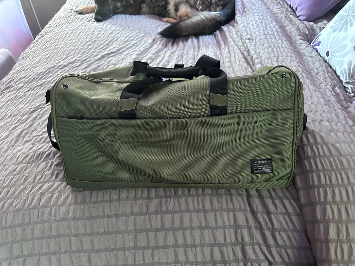 Customer photo review of Olive – Garment Duffel