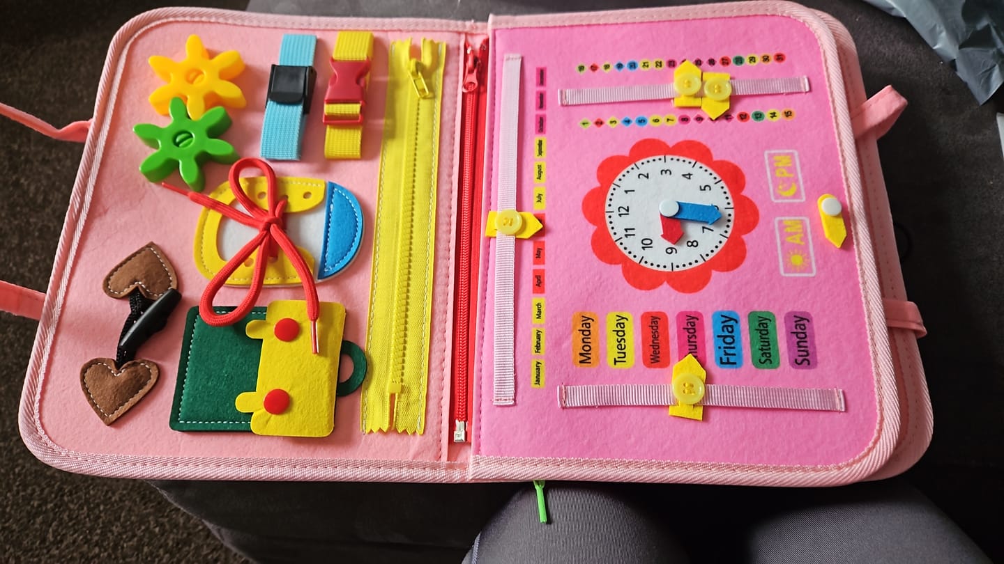 Customer photo review of BusyNest – Sensory Play Board for Little Learners
