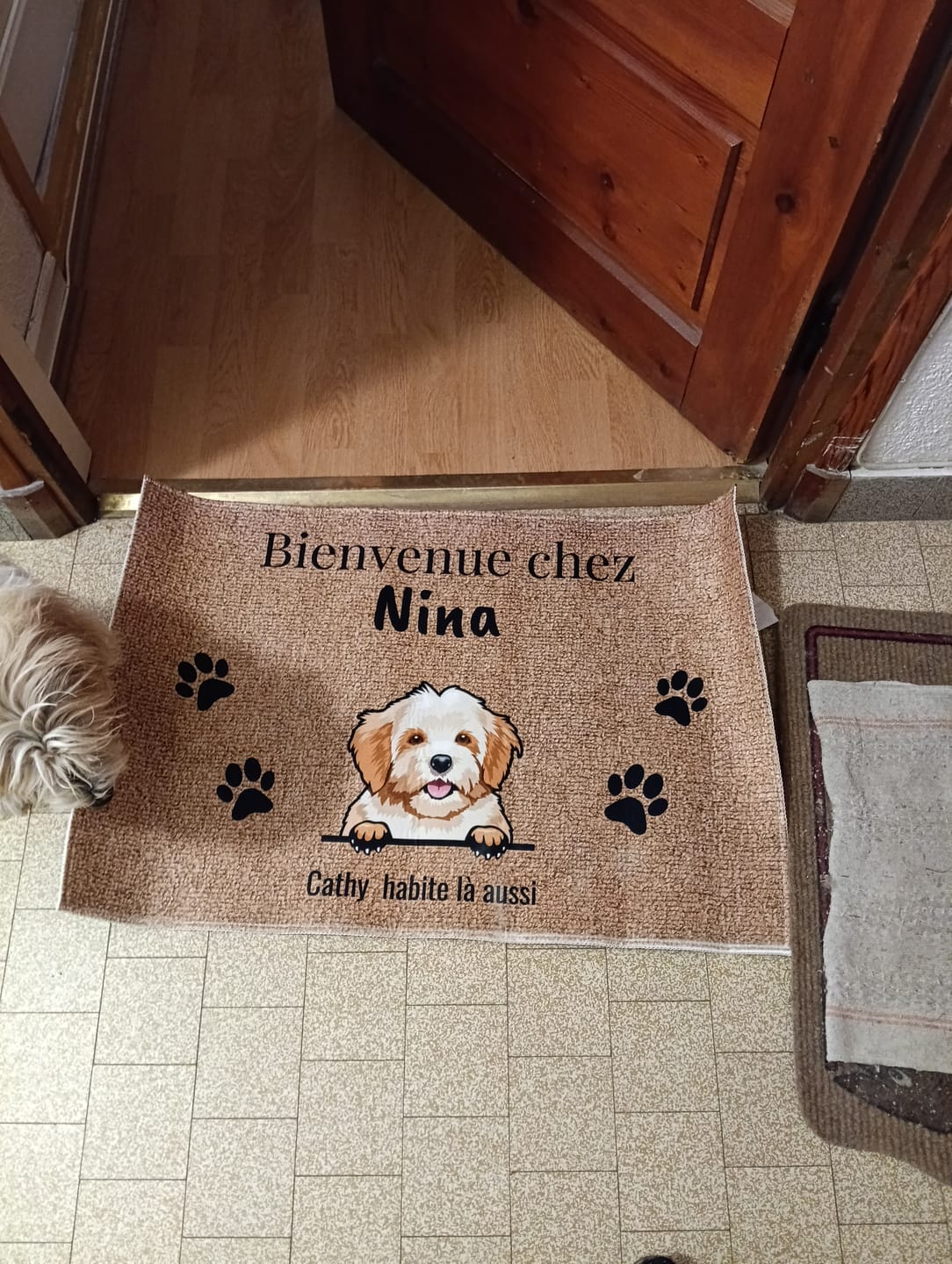 Customer photo review of Bienvenue chez - Paillasson personnalisé