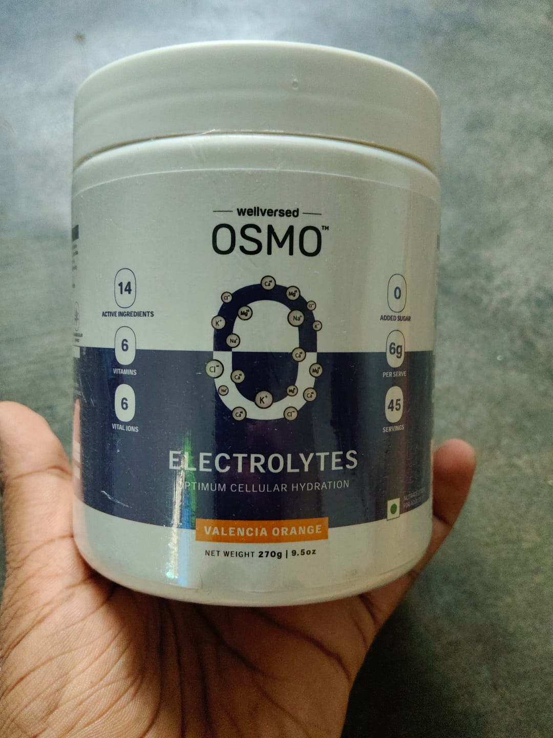 Customer photo review of OSMO - Electrolyte Hydration Blend (Advanced Salts + Taurine & Vitamins) | Valencia Orange Flavour (270g, 45 servings)