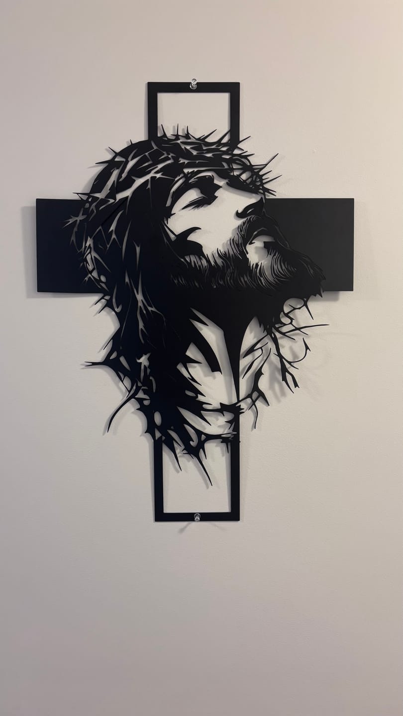 Customer photo review of Christianartworkshop Crown of Thorns Jesus Cross Metal Wall Decor: Heartfelt Faith Statement