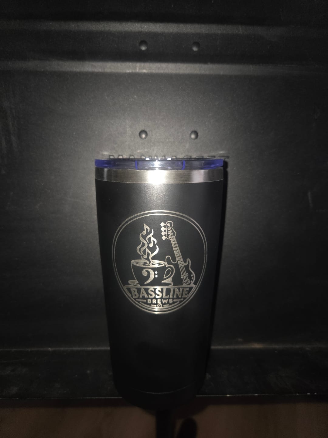 Customer photo review of $5 Sample - Custom 20 oz Tumbler with your Business Logo Engraved - Great Test Before Bulk Volume Order!