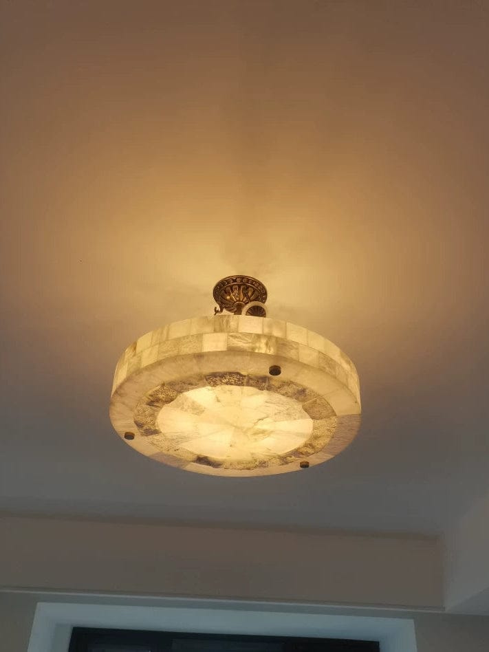 Customer photo review of Vintage Circular Alabaster Gold Pendant Light Chandelier
