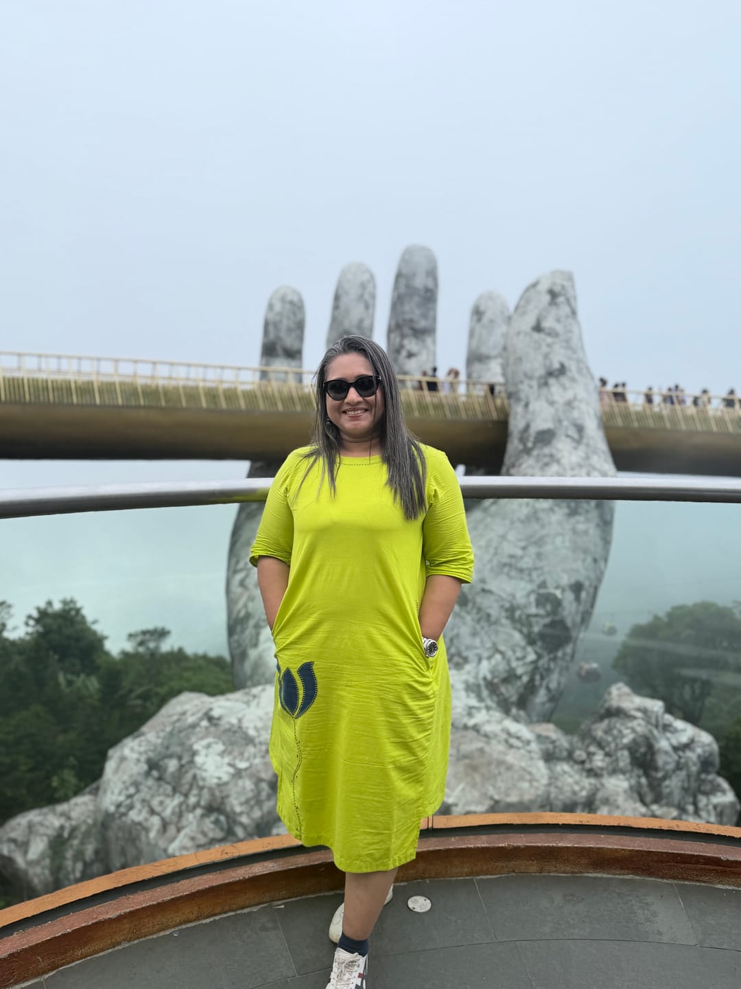 Customer photo review of Parrot Pop & Monsoon Blue Side Bias Shift Dress