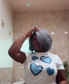 Customer photo review of Luvwin 5x5 Salt And Pepper Glueless Gray Color Pre-Cut Lace Layered Cut Straight Bob Wig 100% Human Hair