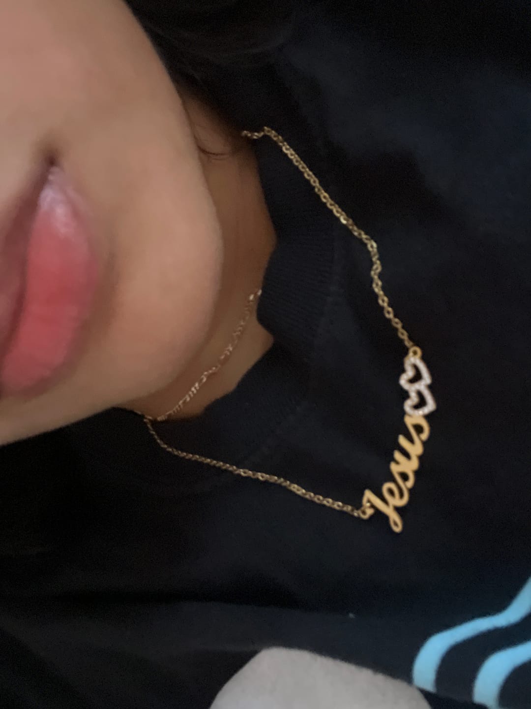 Customer photo review of Iced Hearts Name Necklace