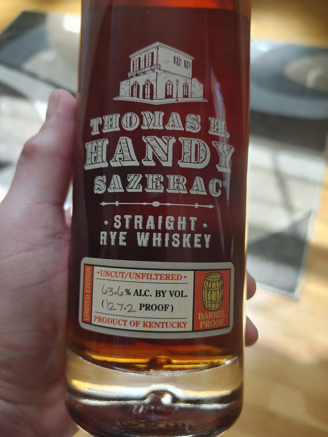 Customer photo review of Thomas H. Handy Sazerac Straight Rye Whiskey (750ml)