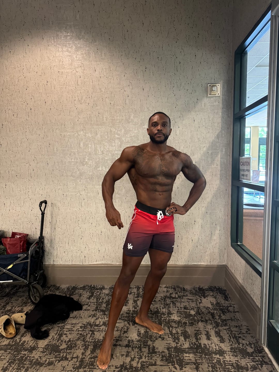 Customer photo review of 1067 - Men's physique Stage Shorts