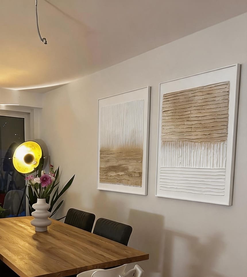 Customer photo review of Beige and Brown Wabi Sabi Canvas Art Set of 2 #WS093