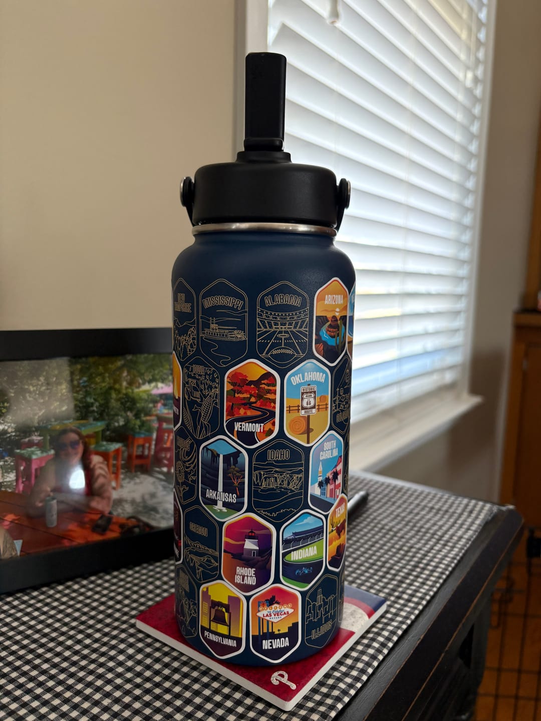 Customer photo review of Lets Wander™ 50 States Of The USA Water Bottle + Stickers
