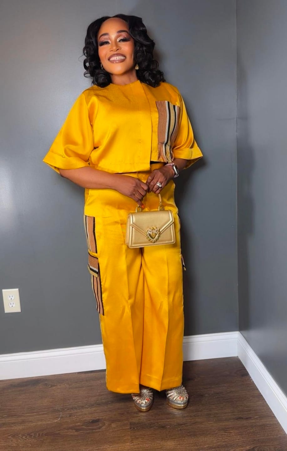 Customer photo review of Allyson Luxe Pants Set |Golden Mustard
