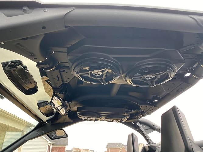 Customer photo review of UTV Sound System 6.5 Inch Speakers Overhead Stereo Bluetooth Fits 1.625-1.9in Roll Cages